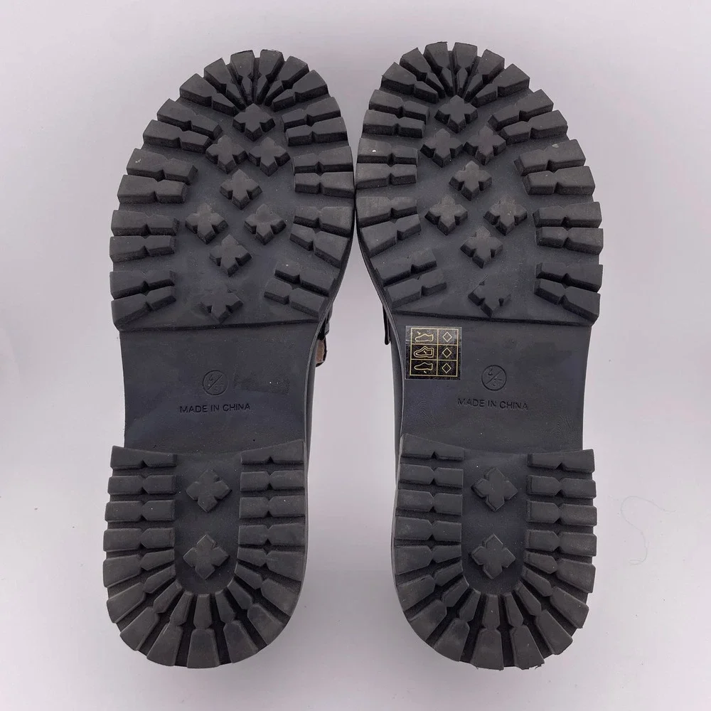 Princess Polly Black Chunky Platform Penny Loafers Lug Sole Shoes Size 6 37 - Picture 9 of 9
